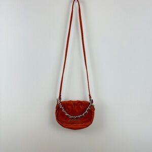 B. MAKOWSKY Brick Color Vanessa Flap Crossbody Purse Handbag Luxury Leather